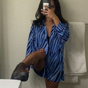 Blue Zebra Print Women's Top